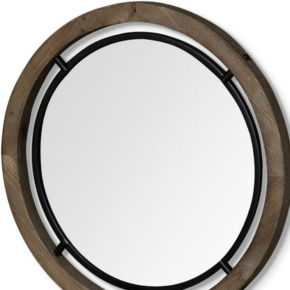 28" Brown Round Wood Framed Accent Mirror HomeRoots