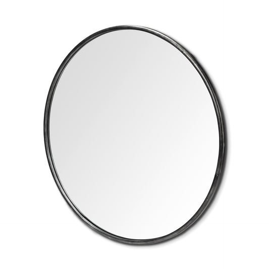 47" Round Black Metal Frame Wall Mirror HomeRoots