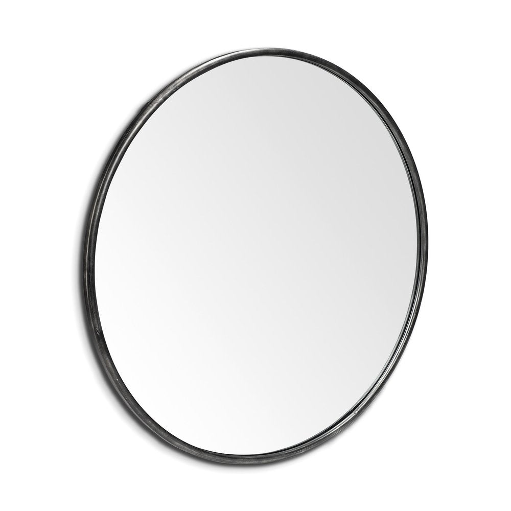 47" Round Black Metal Frame Wall Mirror HomeRoots