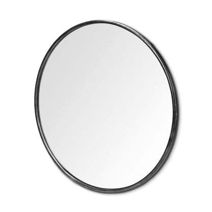 47" Round Black Metal Frame Wall Mirror HomeRoots