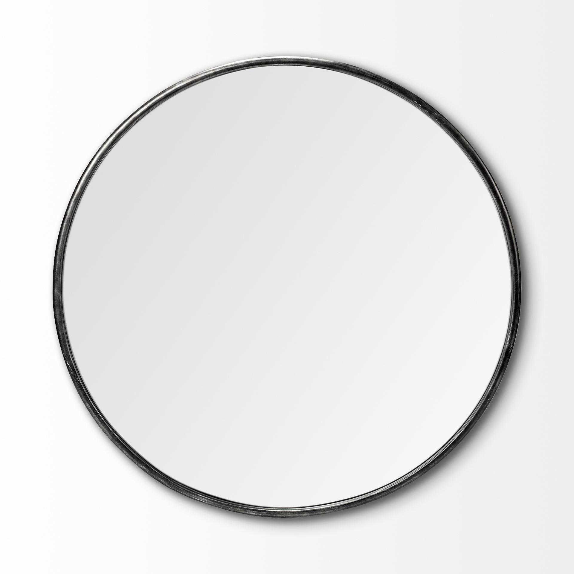 47" Round Black Metal Frame Wall Mirror HomeRoots