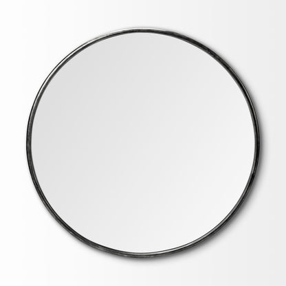 47" Round Black Metal Frame Wall Mirror HomeRoots