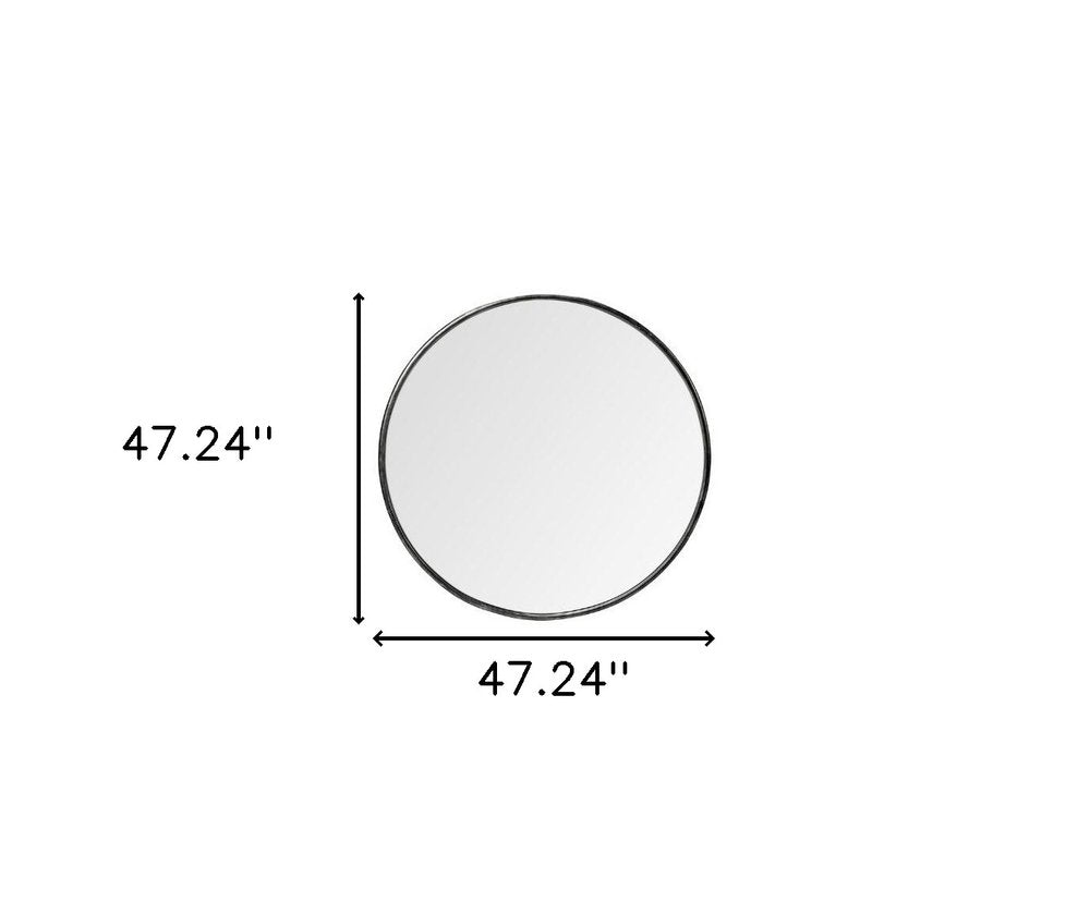 47" Round Black Metal Frame Wall Mirror HomeRoots
