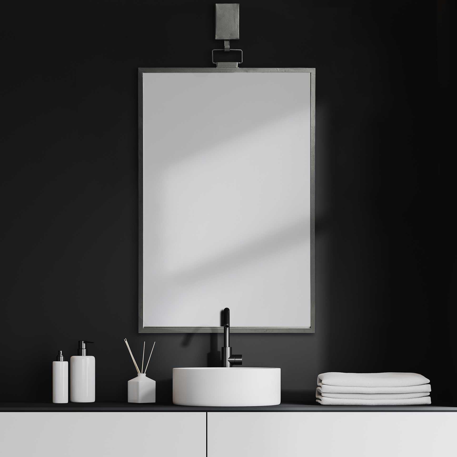 44" Gunmetal Metal Framed Accent Mirror HomeRoots