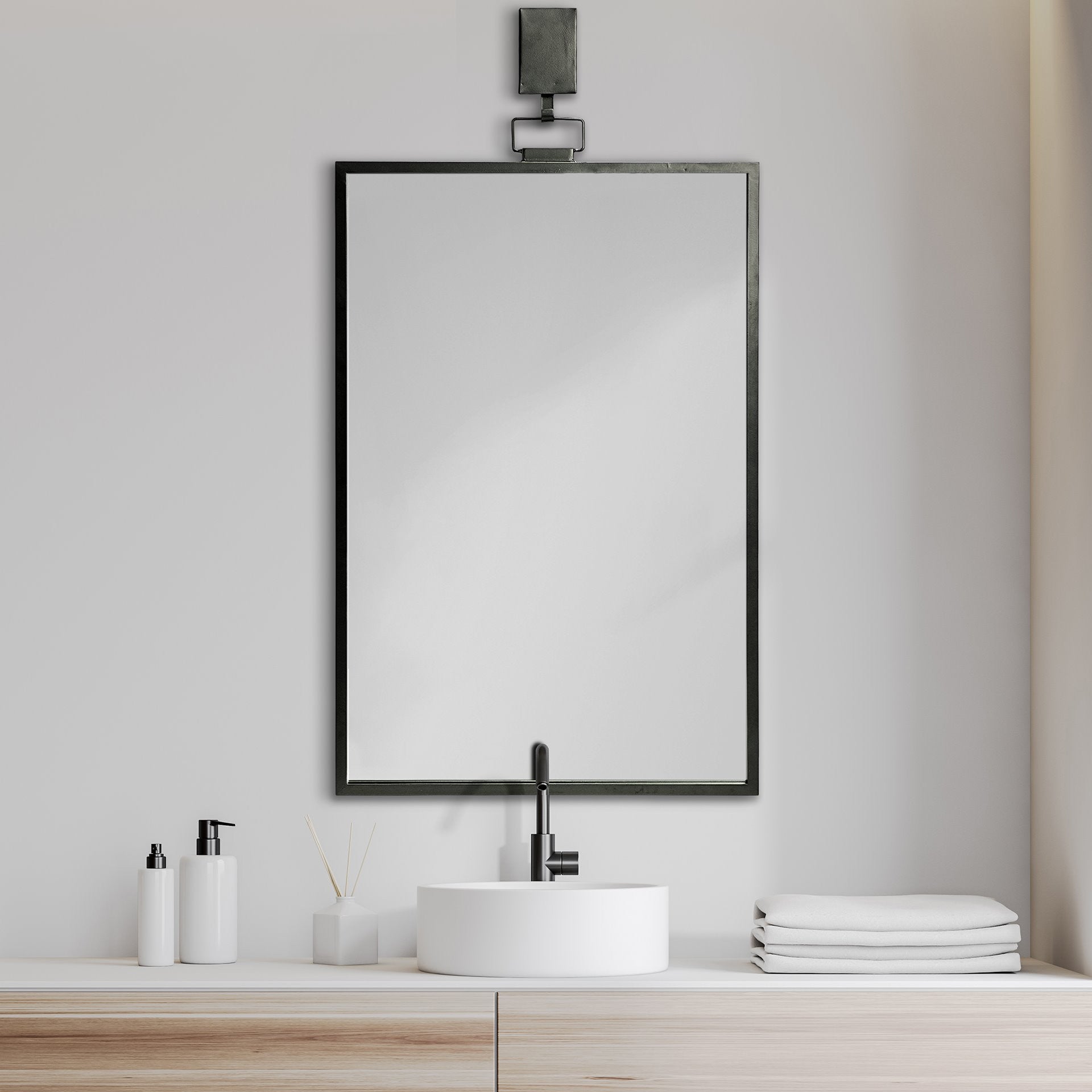 44" Gunmetal Metal Framed Accent Mirror HomeRoots