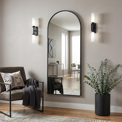 70" Black Metal Arch Framed Full Length Hanging Mirror HomeRoots