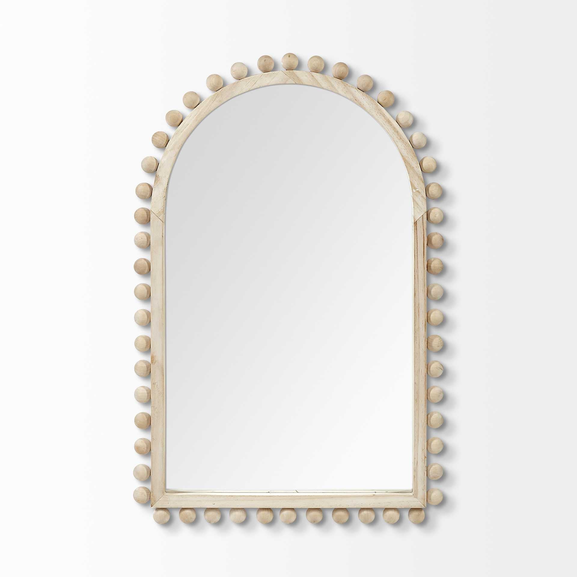 35" Natural Arch Wood Framed Accent Mirror HomeRoots