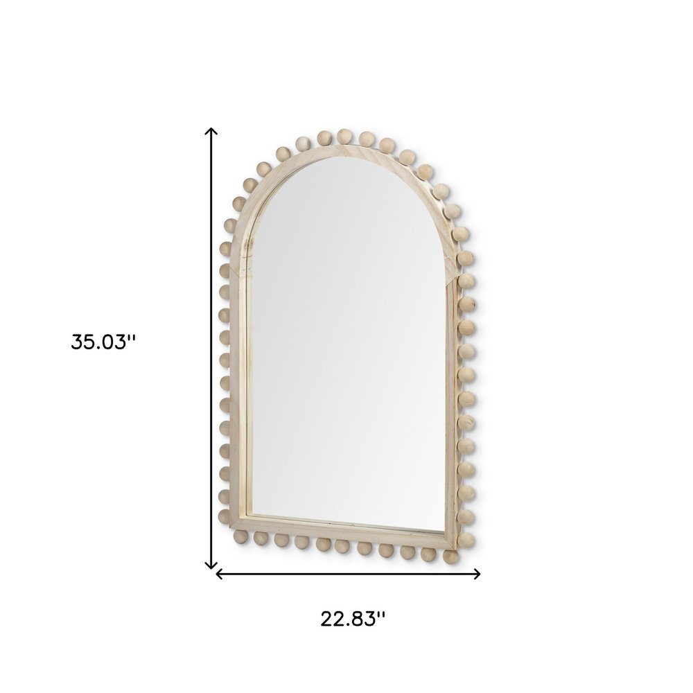 35" Natural Arch Wood Framed Accent Mirror HomeRoots