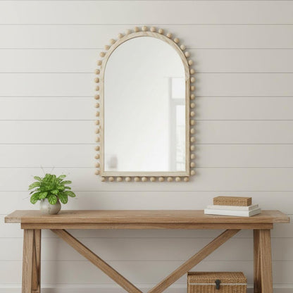 35" Natural Arch Wood Framed Accent Mirror HomeRoots