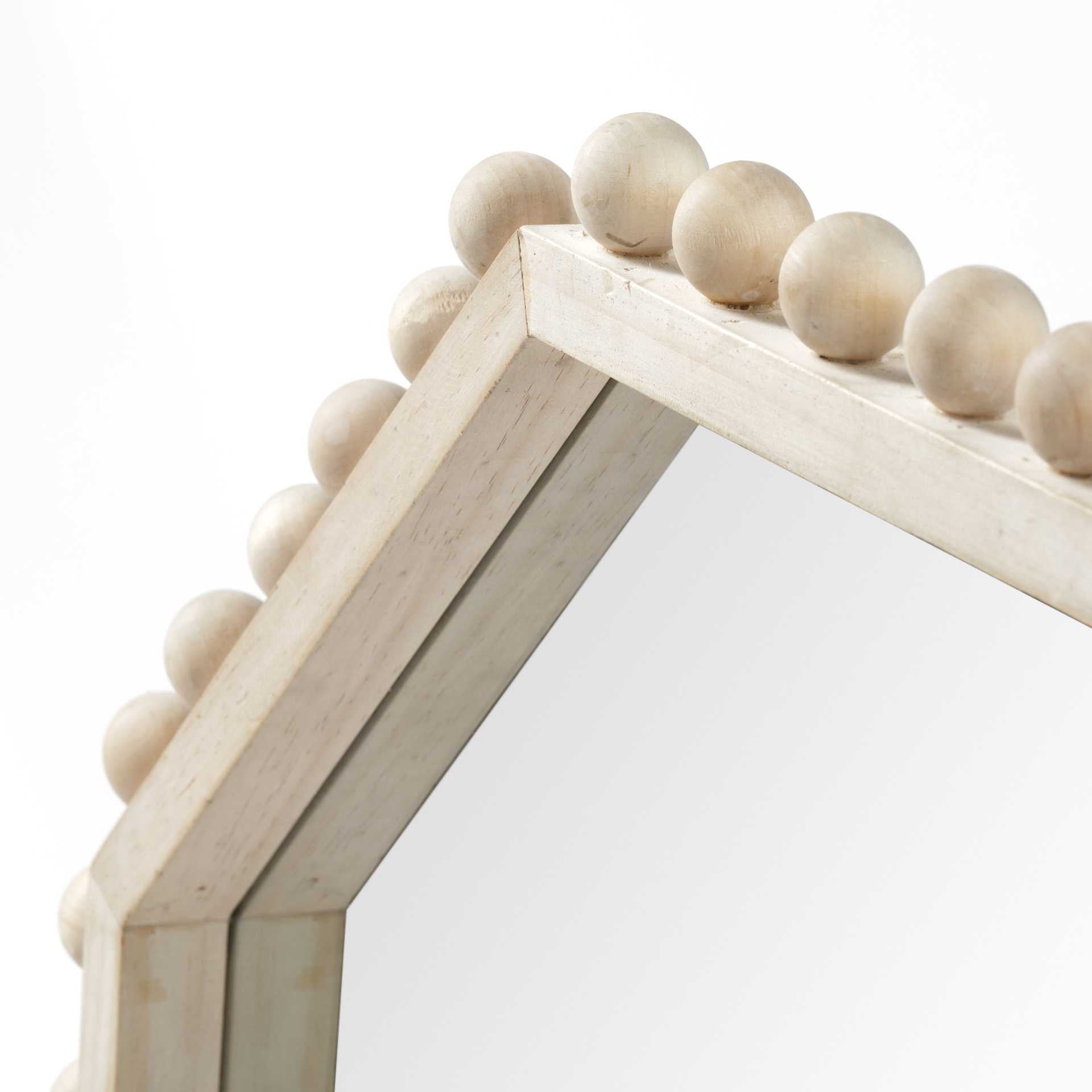 33" Natural Wood Octagon Beaded Framed Accent Mirror HomeRoots