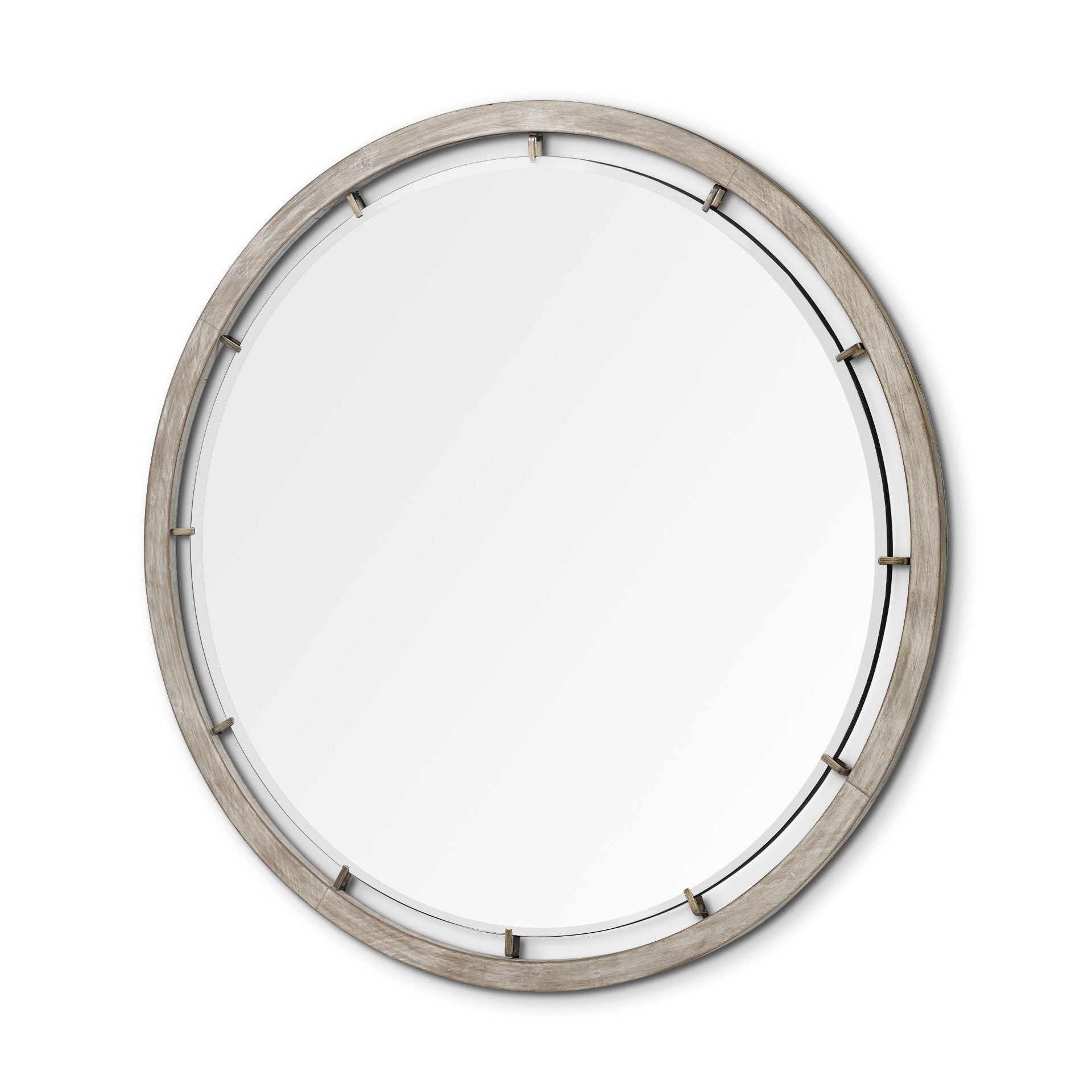 54" Brown Round Wood And Metal Framed Accent Mirror HomeRoots