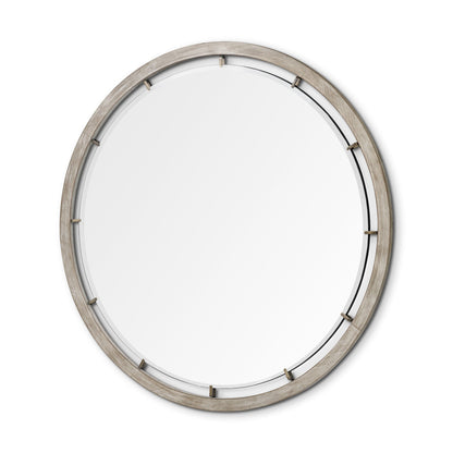 54" Brown Round Wood And Metal Framed Accent Mirror HomeRoots