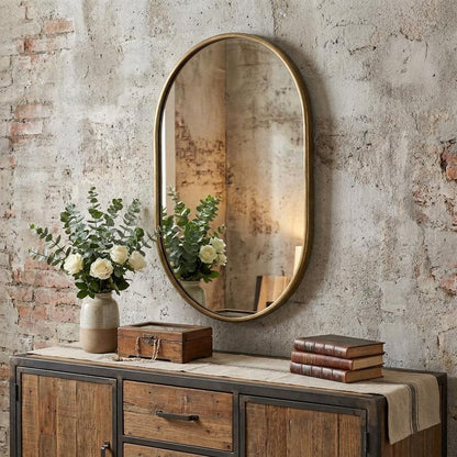 Gold Oval Accent Metal Mirror HomeRoots