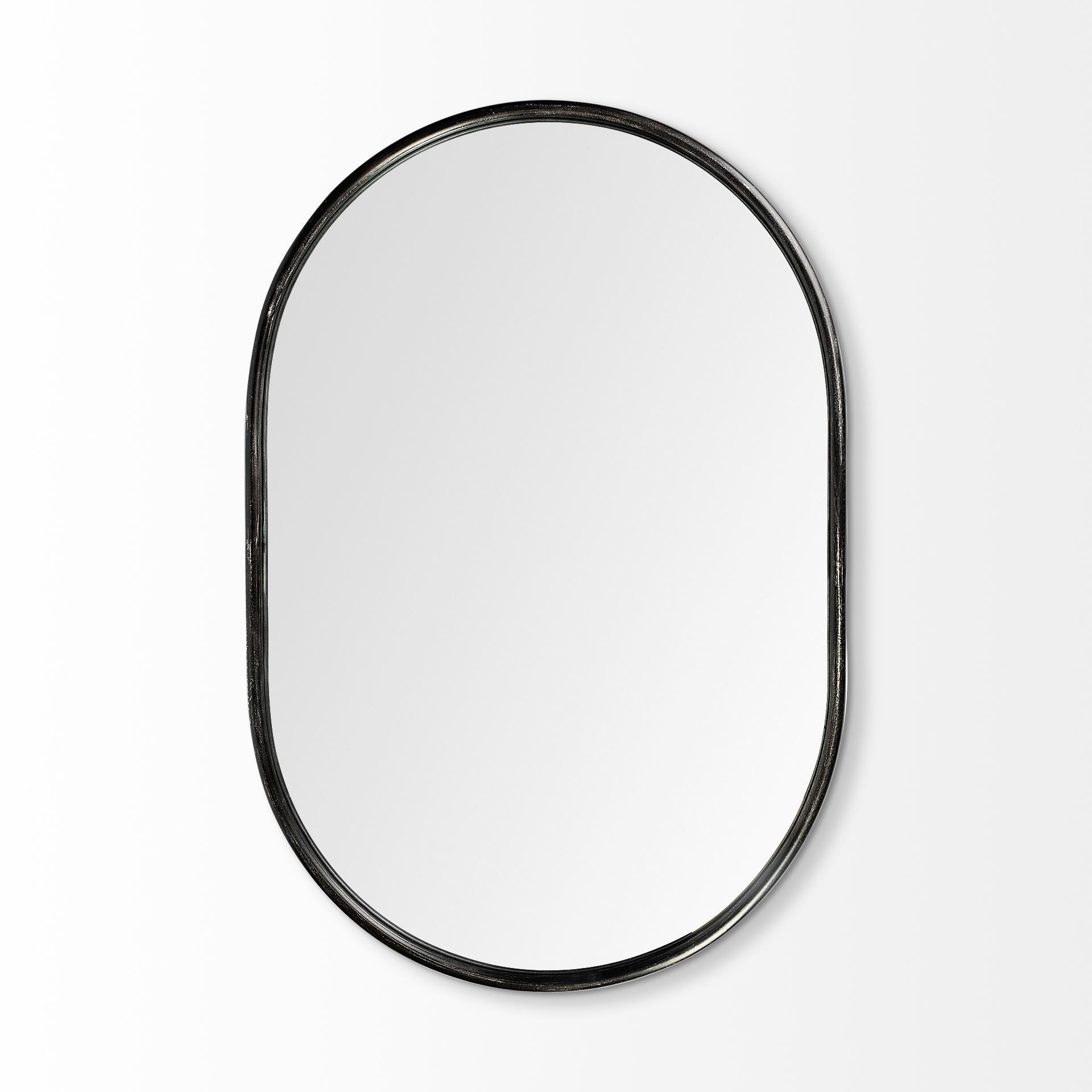 36" Black Oval Metal Framed Accent Mirror HomeRoots