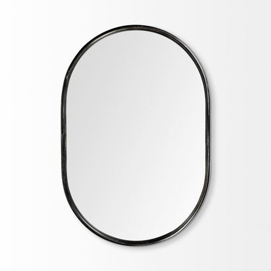 36" Black Oval Metal Framed Accent Mirror HomeRoots