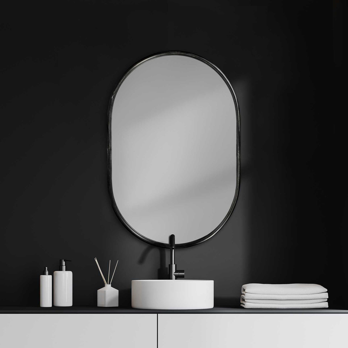 36" Black Oval Metal Framed Accent Mirror HomeRoots