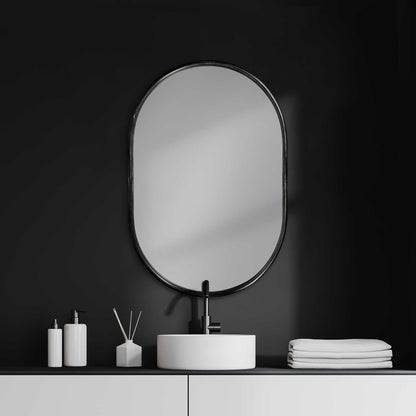 36" Black Oval Metal Framed Accent Mirror HomeRoots