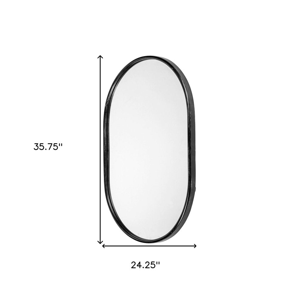 36" Black Oval Metal Framed Accent Mirror HomeRoots
