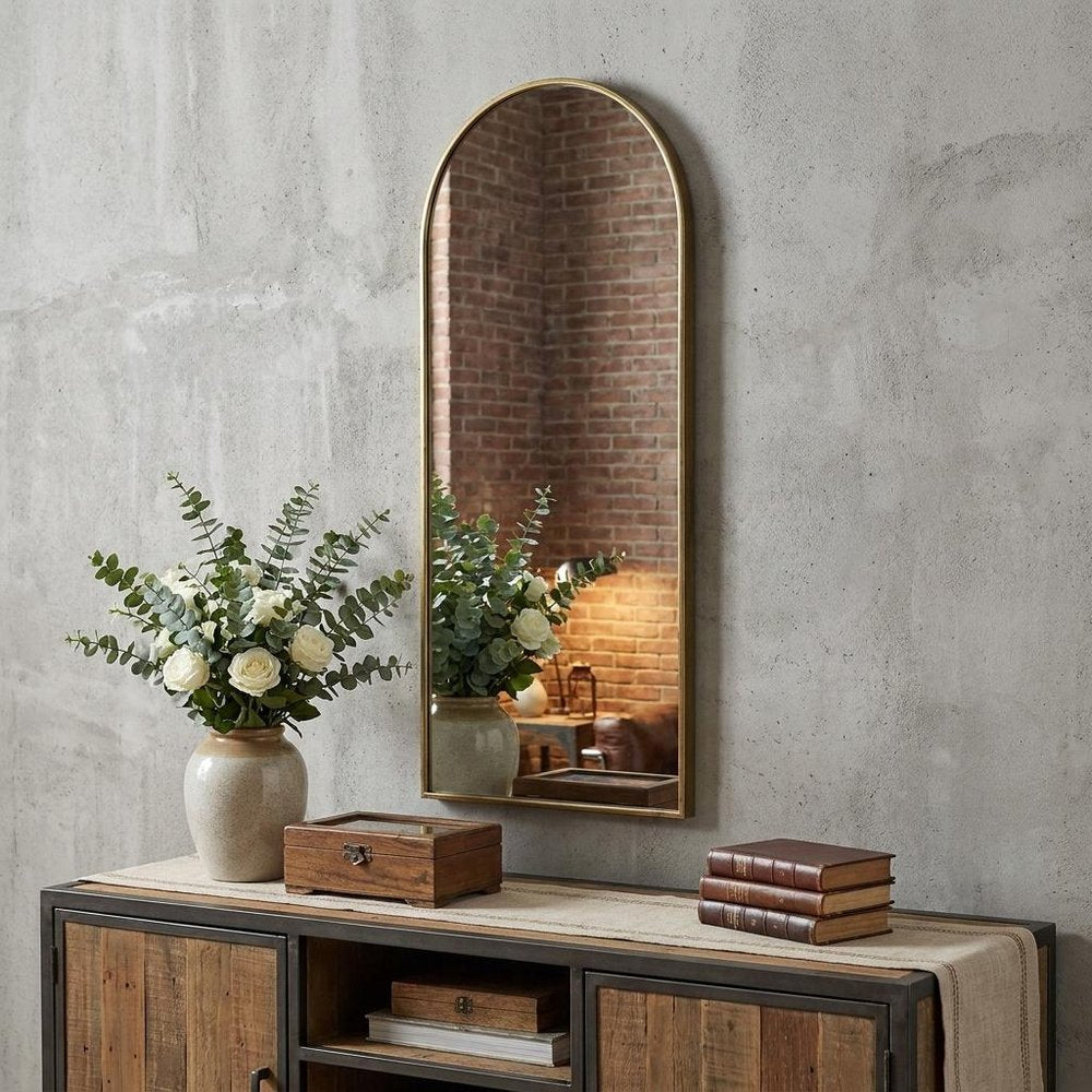 70" Gold Arch Metal Framed Accent Mirror HomeRoots