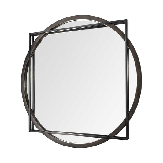 46" Black Abstract Metal Framed Accent Mirror HomeRoots
