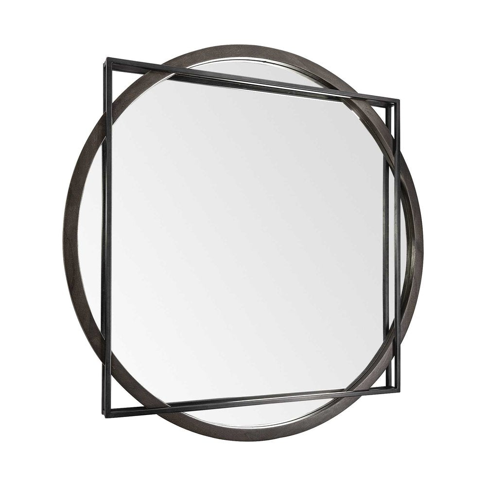 46" Black Abstract Metal Framed Accent Mirror HomeRoots