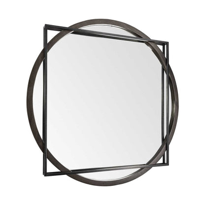 46" Black Abstract Metal Framed Accent Mirror HomeRoots