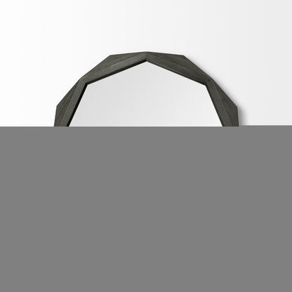 32" Octagon Black Wood Frame Wall Mirror HomeRoots
