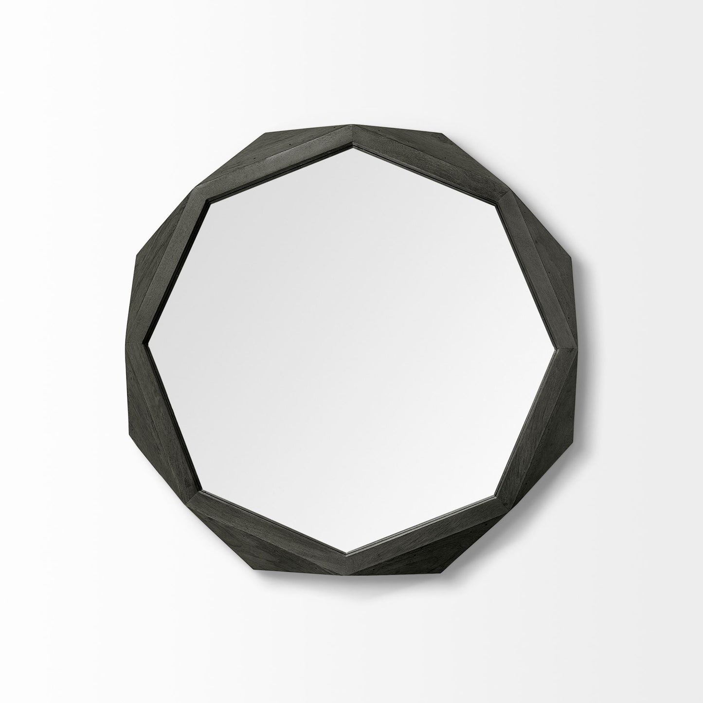 32" Octagon Black Wood Frame Wall Mirror HomeRoots