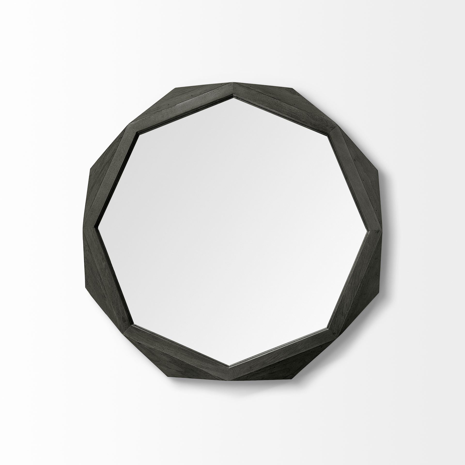 32" Octagon Black Wood Frame Wall Mirror HomeRoots