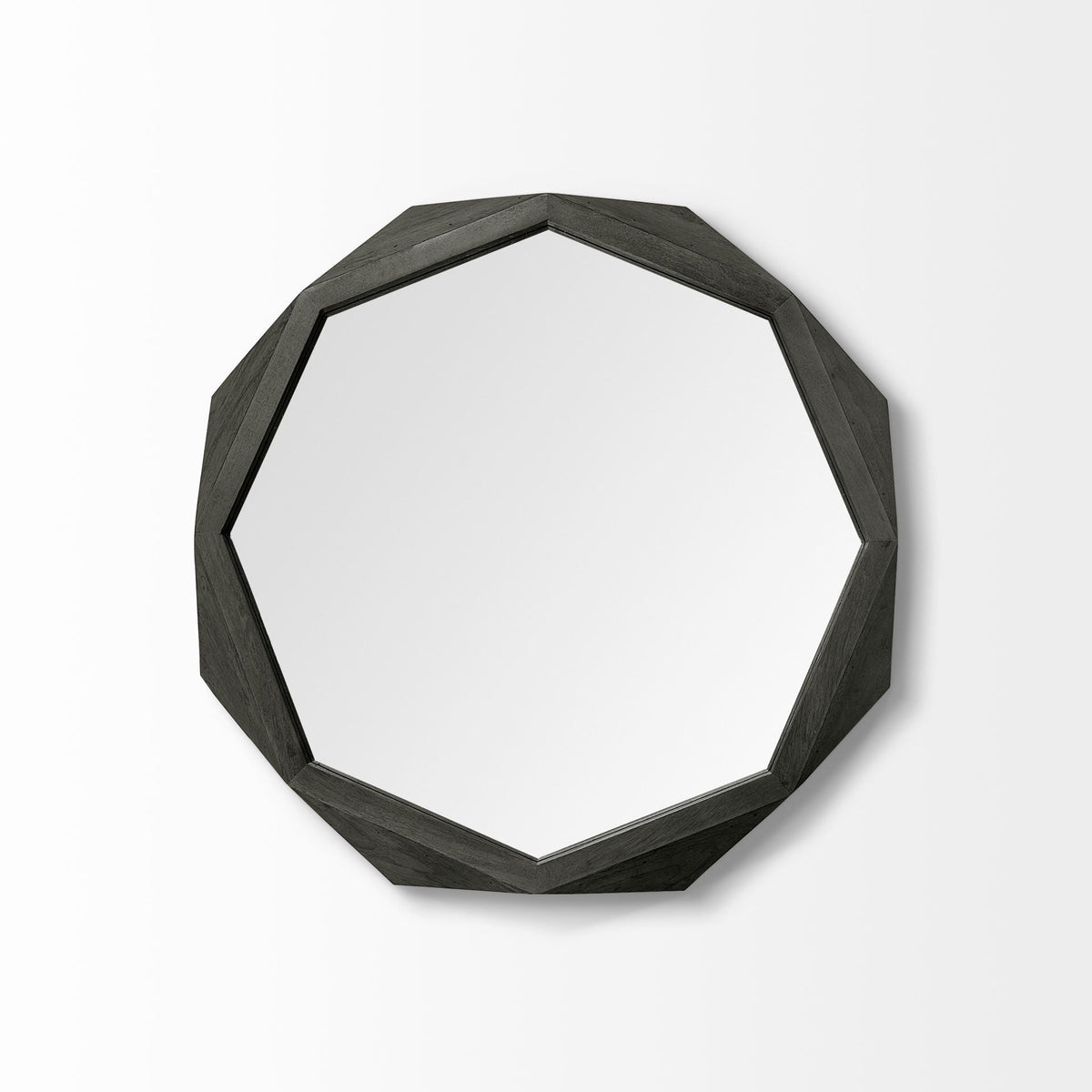32" Octagon Black Wood Frame Wall Mirror HomeRoots