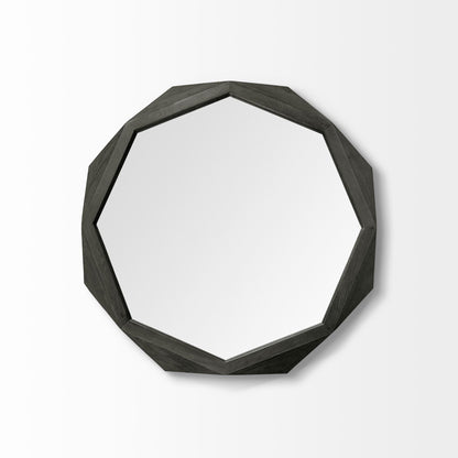32" Octagon Black Wood Frame Wall Mirror HomeRoots