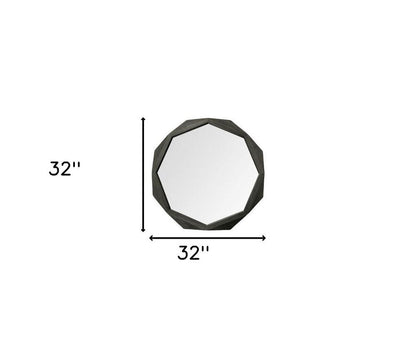 32" Octagon Black Wood Frame Wall Mirror HomeRoots