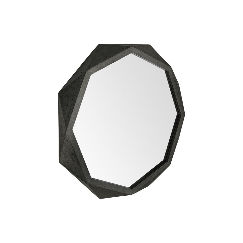 32" Octagon Black Wood Frame Wall Mirror HomeRoots