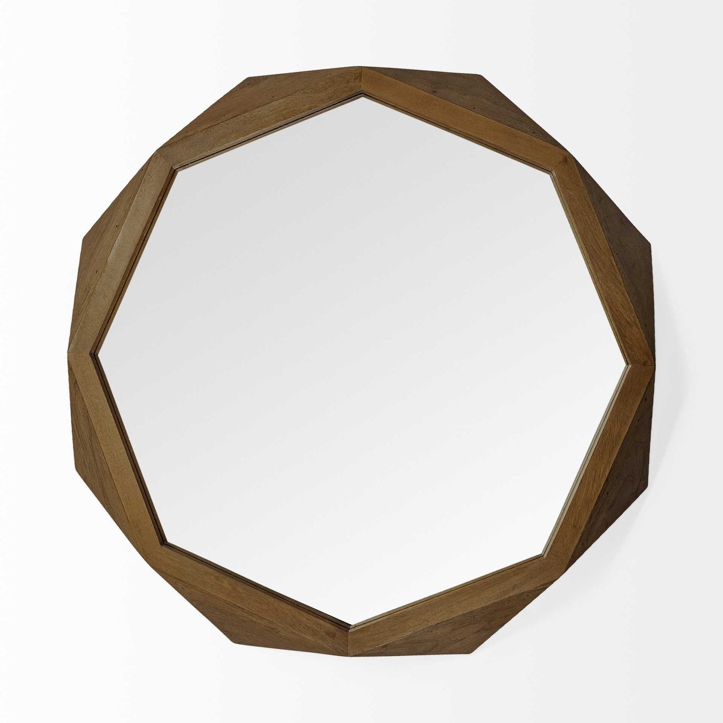 41" Brown Solid Wood Octagon Framed Accent Mirror HomeRoots