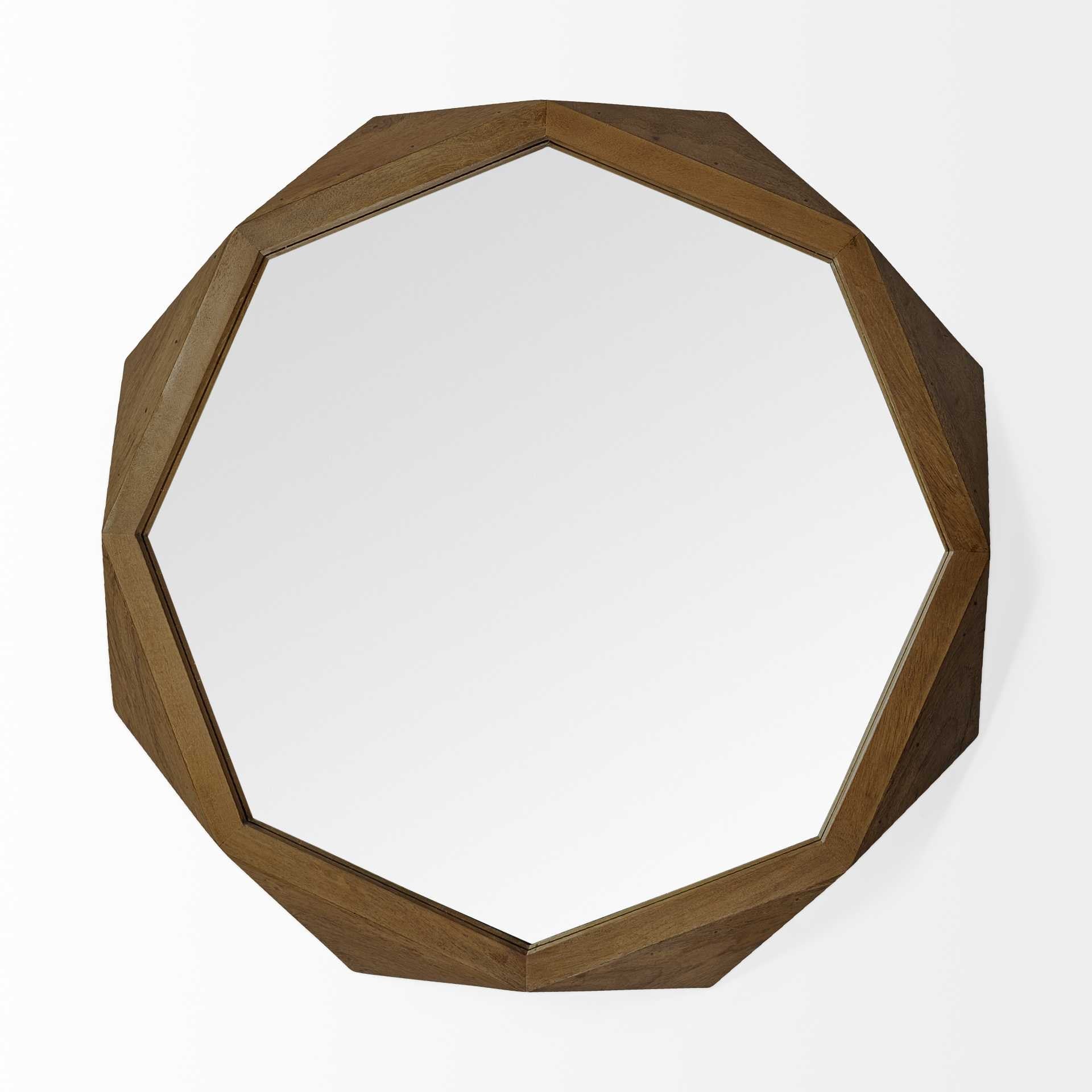 41" Brown Solid Wood Octagon Framed Accent Mirror HomeRoots