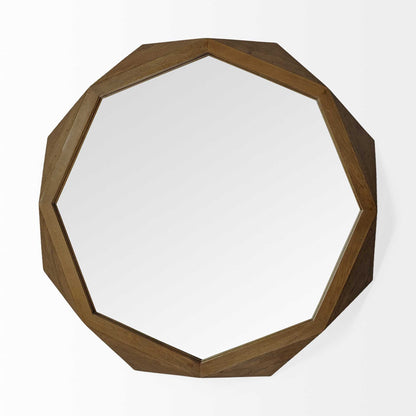 41" Brown Solid Wood Octagon Framed Accent Mirror HomeRoots