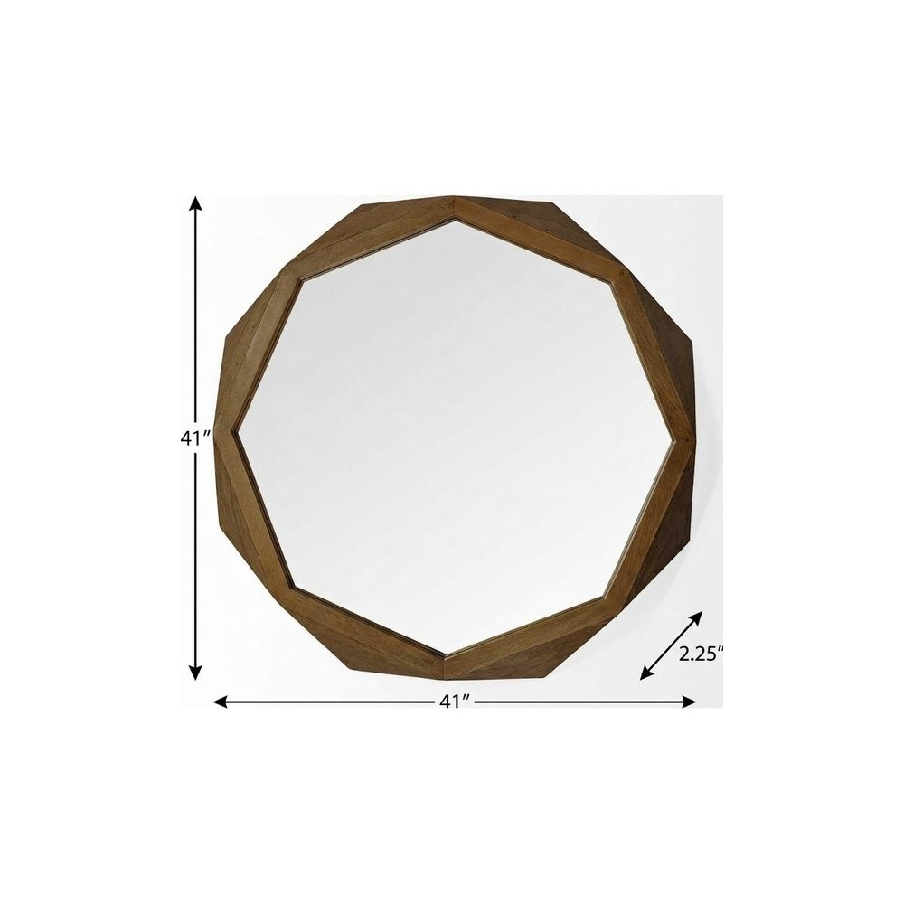 41" Brown Solid Wood Octagon Framed Accent Mirror HomeRoots