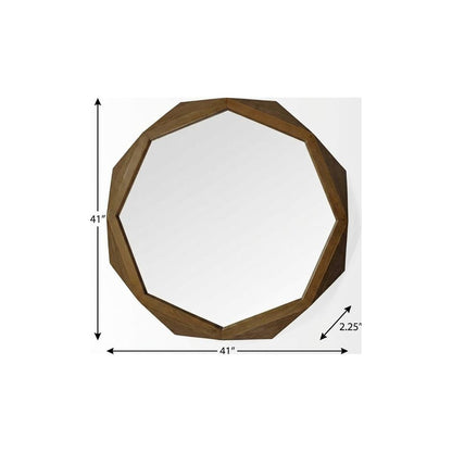 41" Brown Solid Wood Octagon Framed Accent Mirror HomeRoots