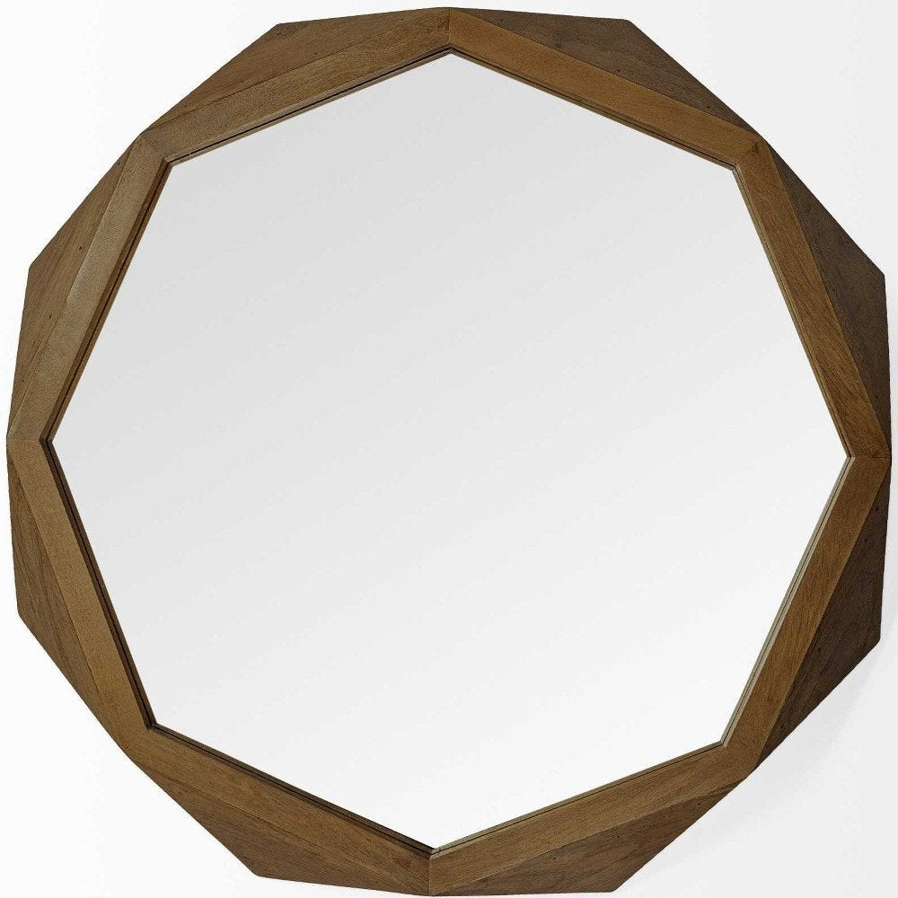 41" Brown Solid Wood Octagon Framed Accent Mirror HomeRoots