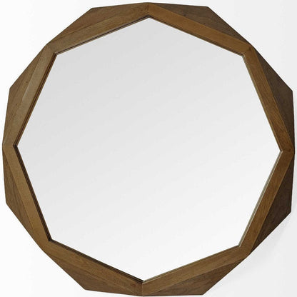 41" Brown Solid Wood Octagon Framed Accent Mirror HomeRoots