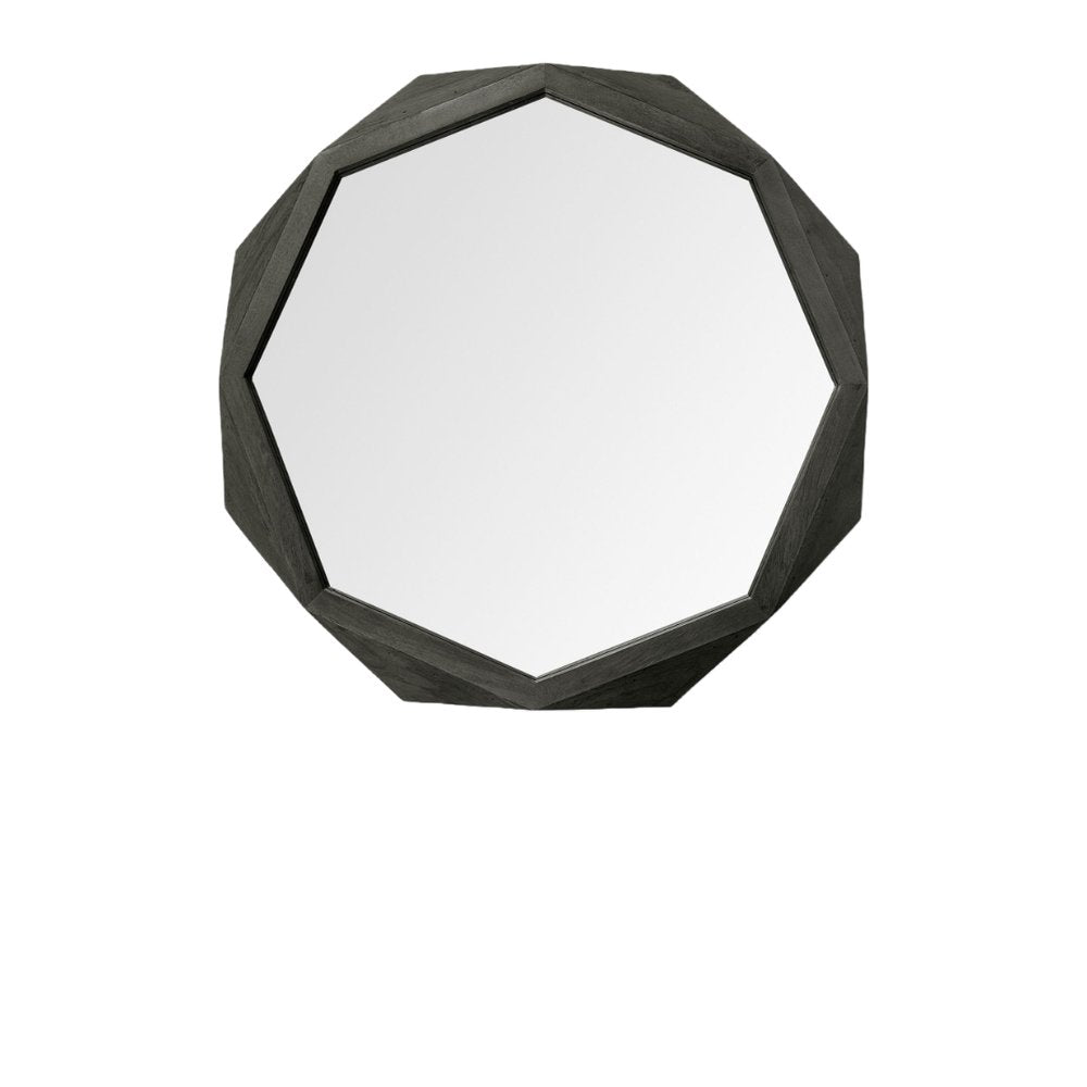 41" Black Solid Wood Octagon Framed Accent Mirror HomeRoots