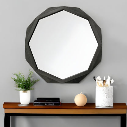 41" Octagon Black Wood Frame Wall Mirror HomeRoots