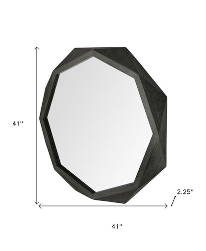 41" Black Solid Wood Octagon Framed Accent Mirror HomeRoots