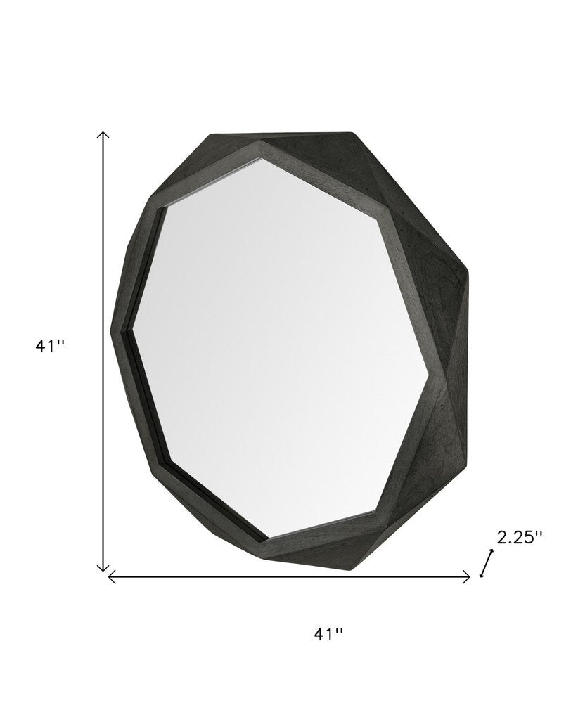 41" Black Solid Wood Octagon Framed Accent Mirror HomeRoots