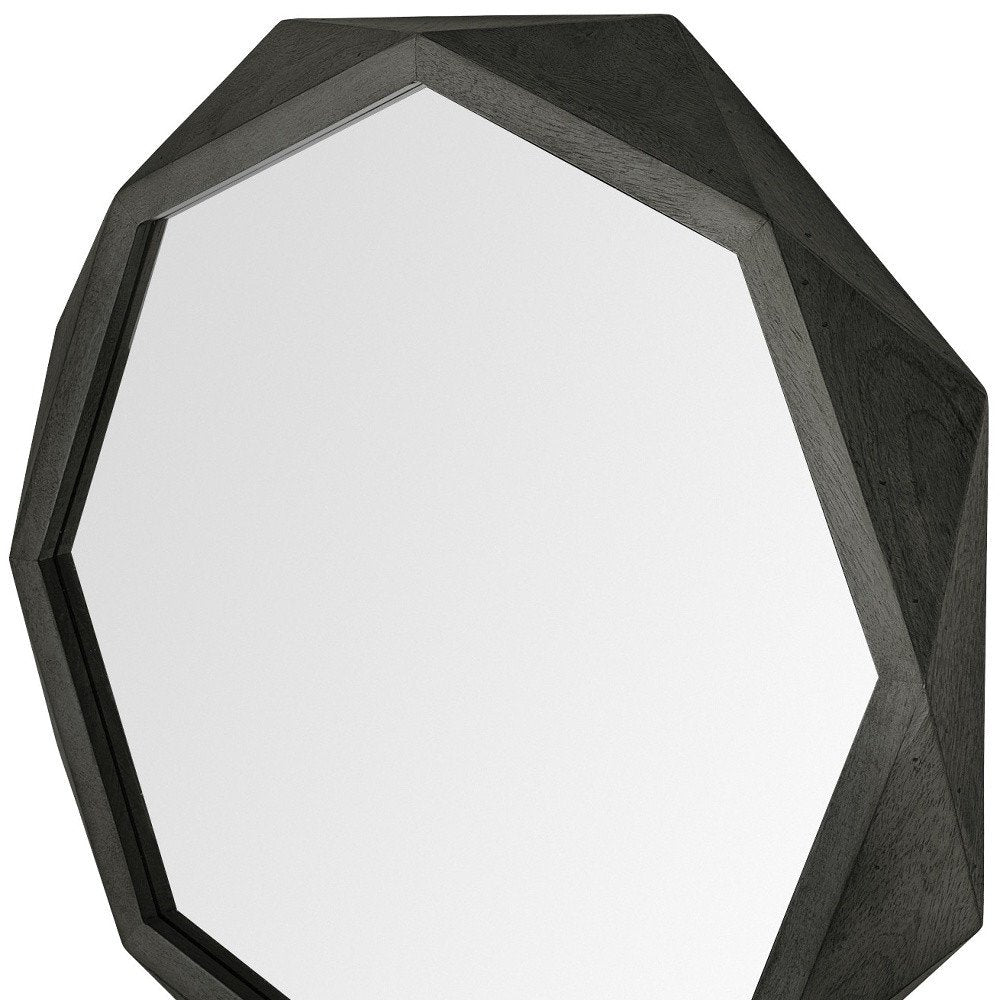 41" Black Solid Wood Octagon Framed Accent Mirror HomeRoots