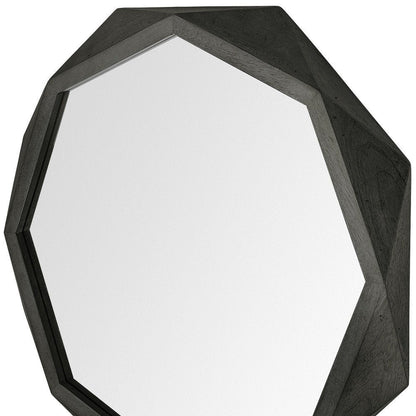 41" Black Solid Wood Octagon Framed Accent Mirror HomeRoots