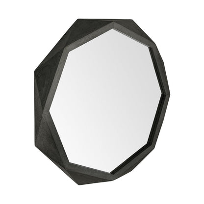 41" Black Solid Wood Octagon Framed Accent Mirror HomeRoots