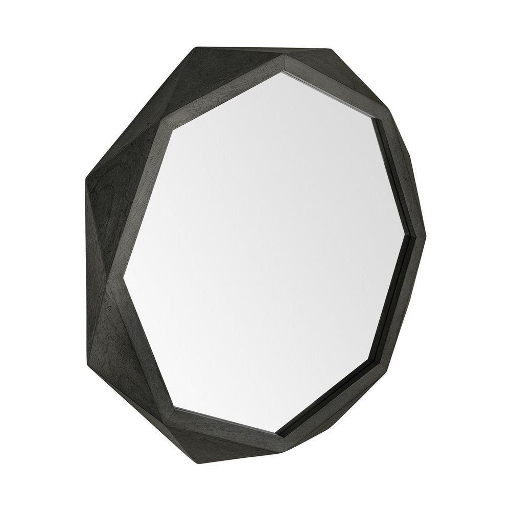 41" Black Solid Wood Octagon Framed Accent Mirror HomeRoots