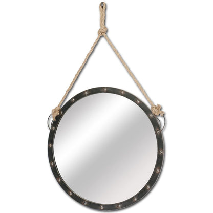 39" Black Metal Round Framed Accent Mirror HomeRoots