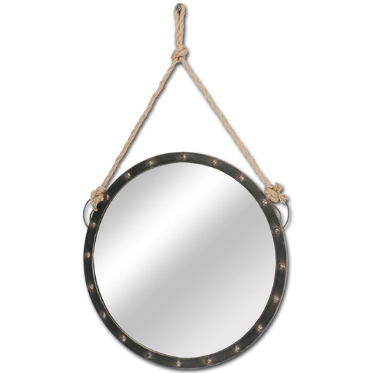 39" Black Metal Round Framed Accent Mirror HomeRoots